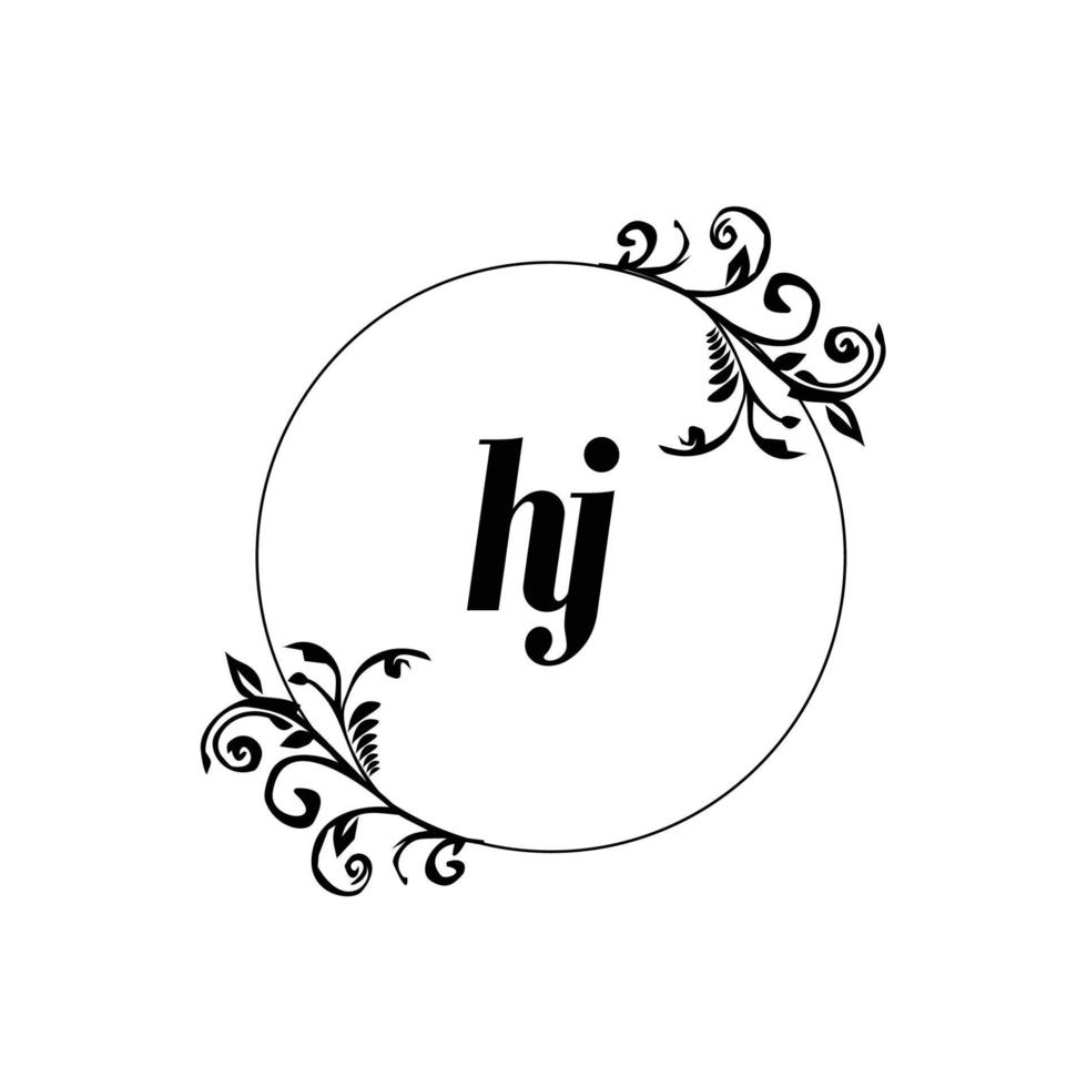 eerste hj logo monogram brief vrouwelijk elegantie vector