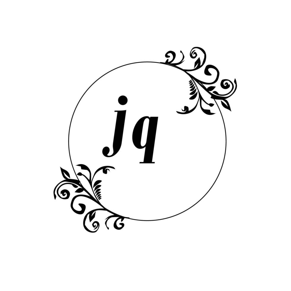 eerste jq logo monogram brief vrouwelijk elegantie vector