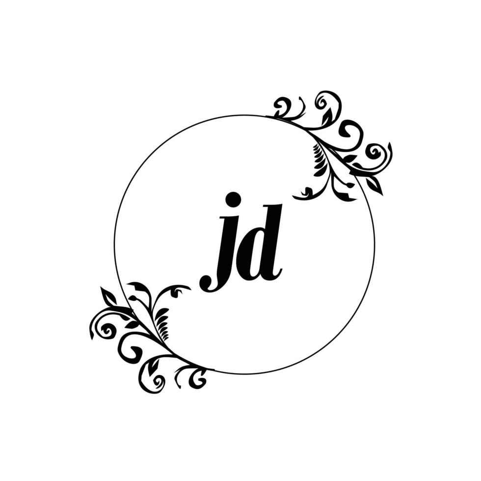 eerste jd logo monogram brief vrouwelijk elegantie vector