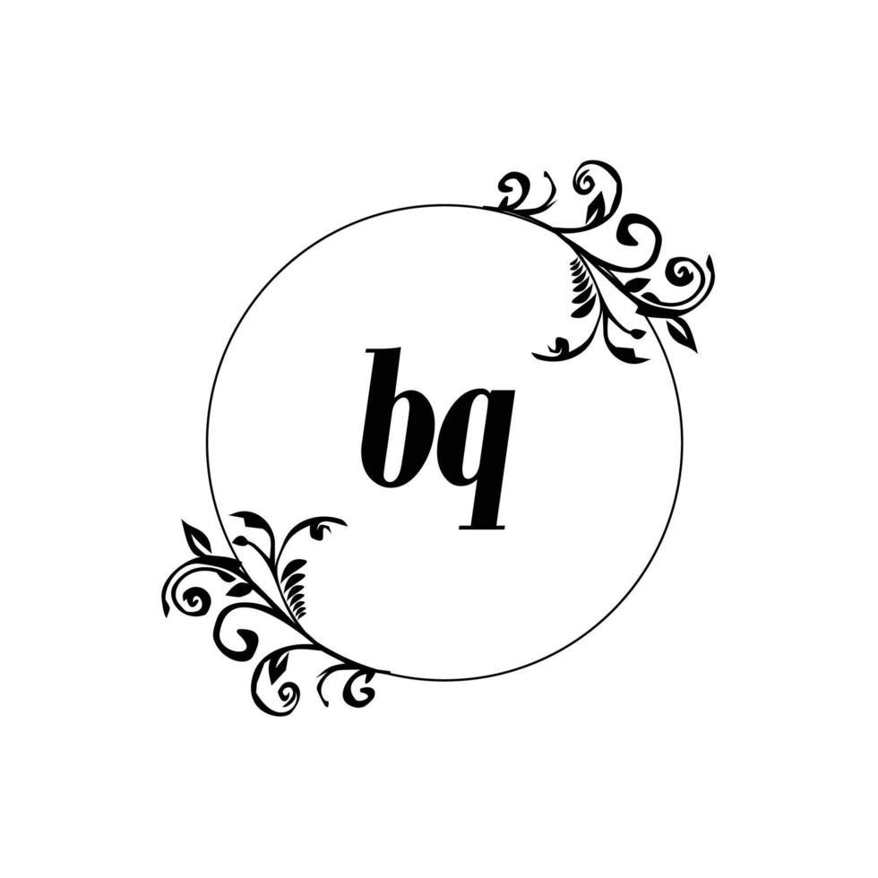 eerste bq logo monogram brief vrouwelijk elegantie vector