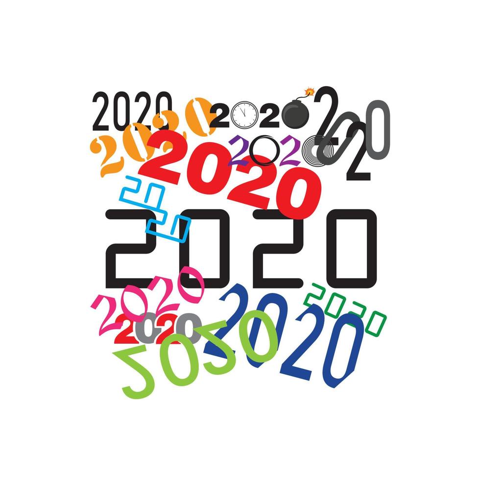 gelukkig nieuw jaar 2020 logo tekst ontwerp vector illustratie - vector