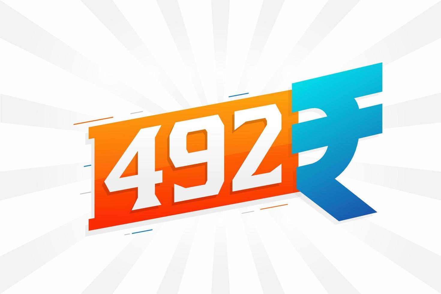 492 roepie symbool stoutmoedig tekst vector afbeelding. 492 Indisch roepie valuta teken vector illustratie