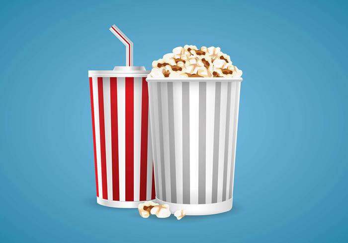 Illustratie van Popcorn en Soda Vector