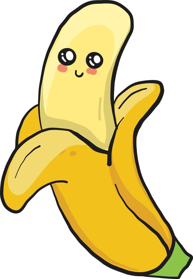 banaan met een gezicht, illustratie, vector Aan wit achtergrond.