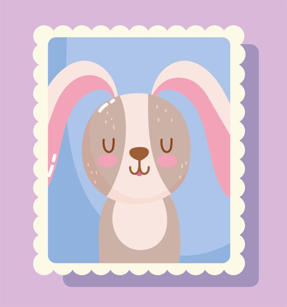 schattig konijn cartoon in mail stempel vector