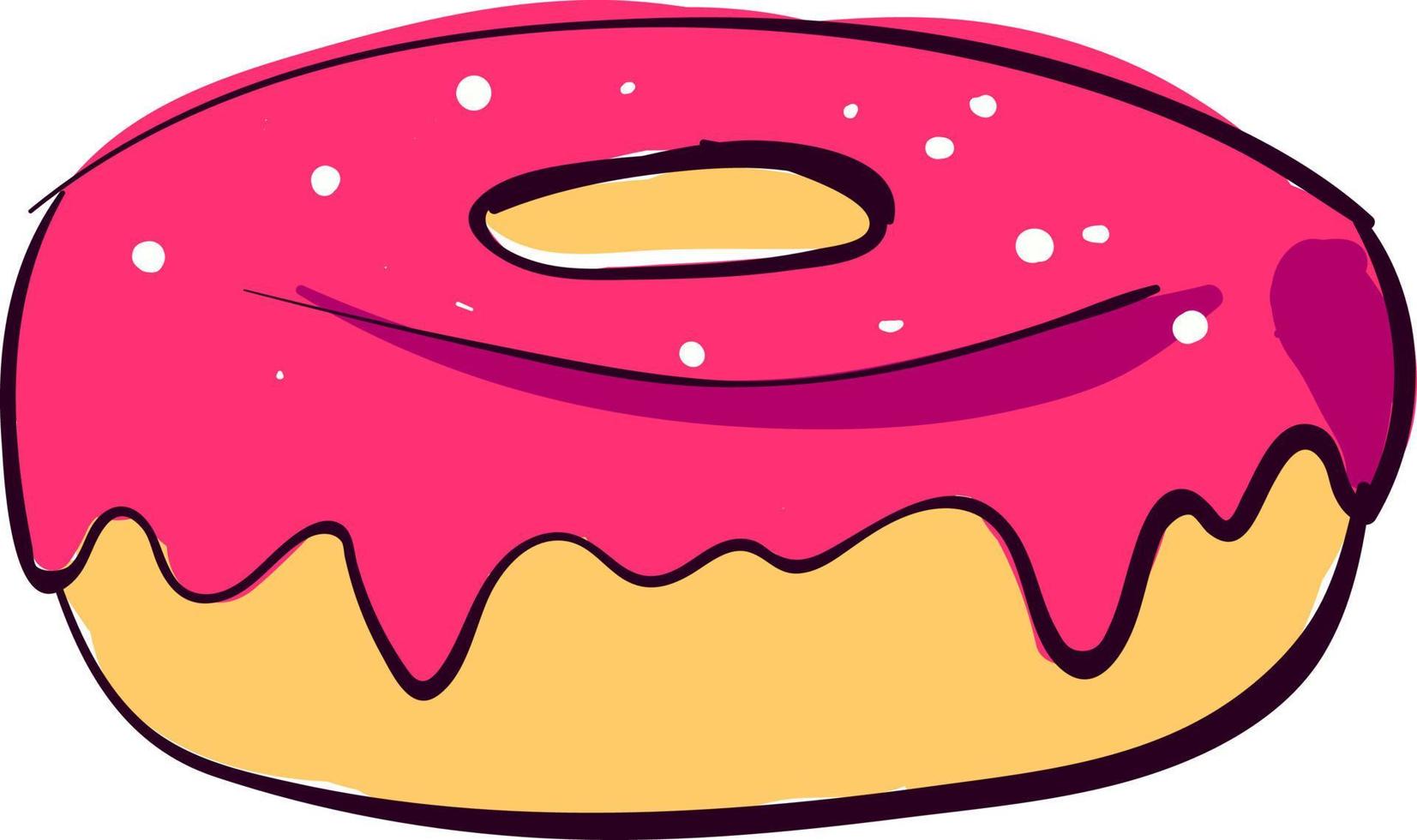 roze donut, illustratie, vector Aan wit achtergrond.