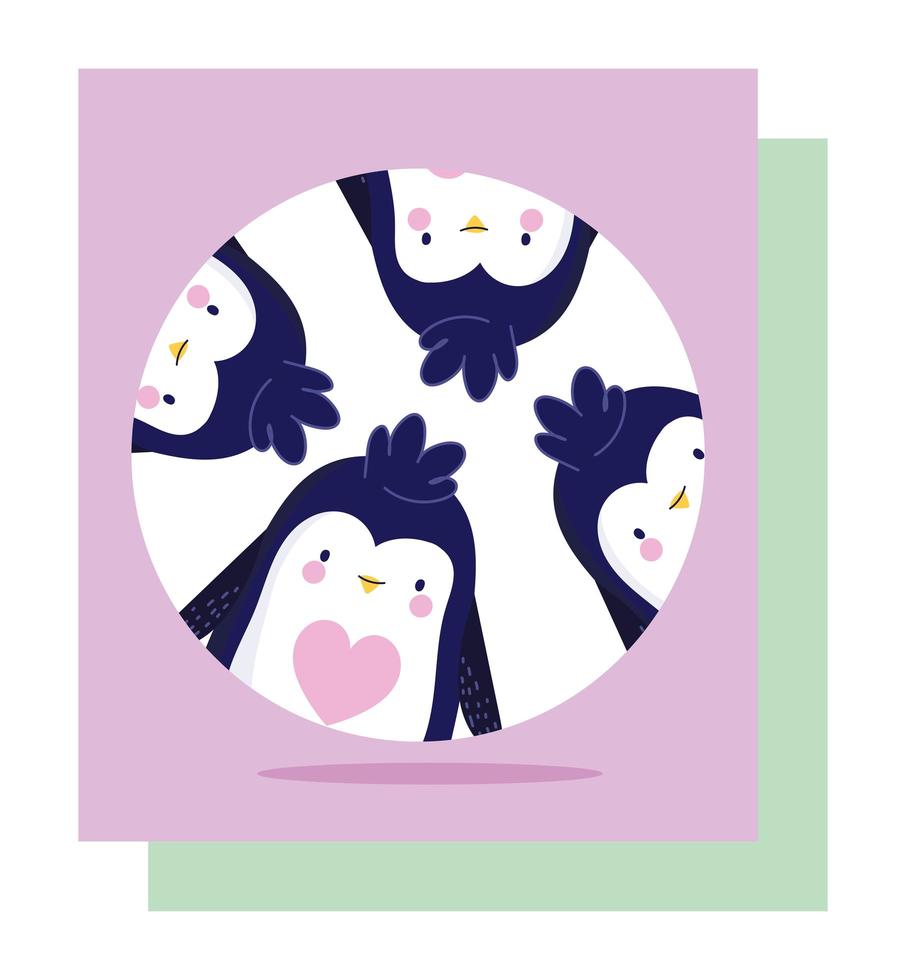 grappige pinguïns stripfiguren banner vector