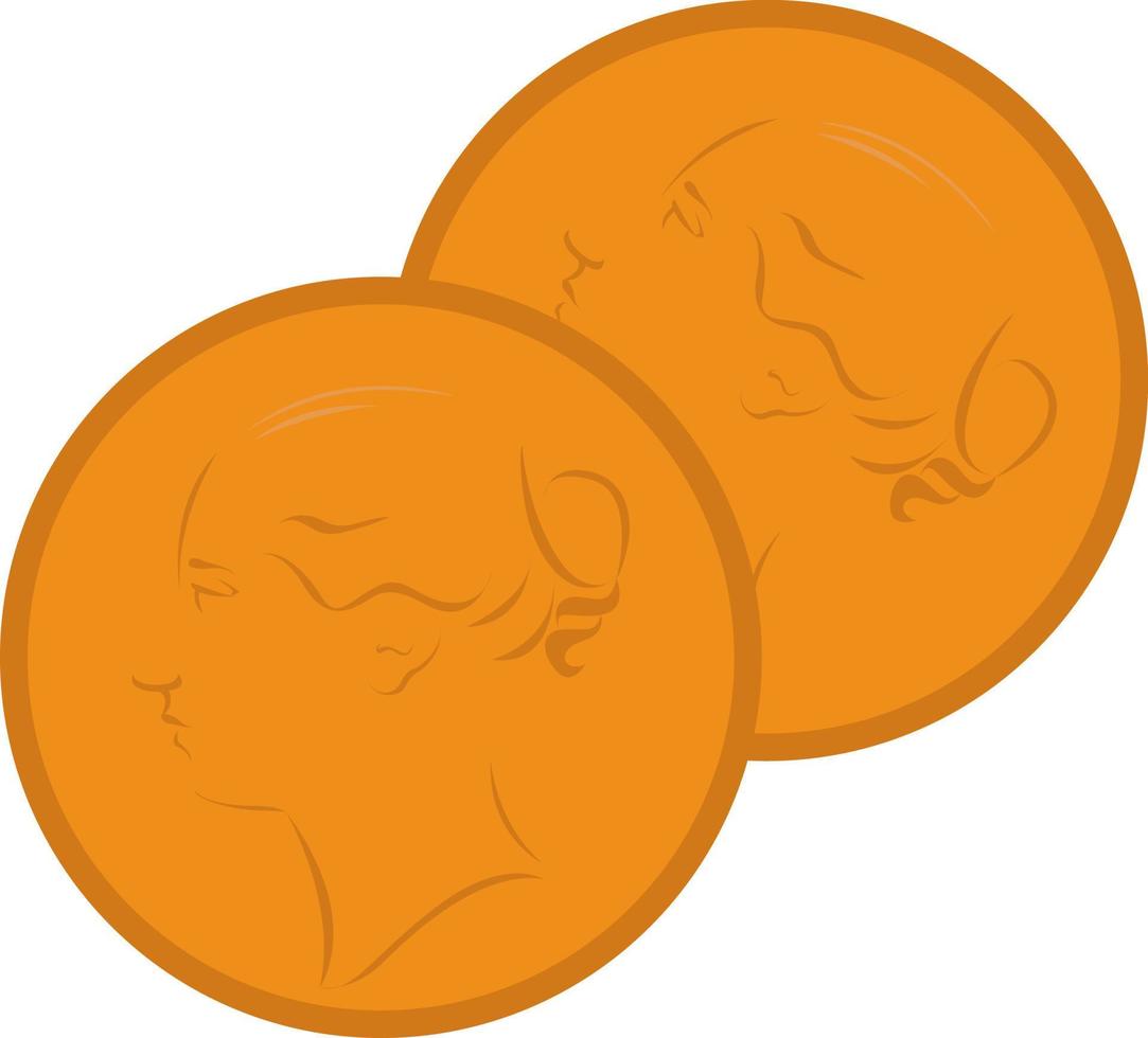 gouden munten, illustratie, vector Aan wit achtergrond.