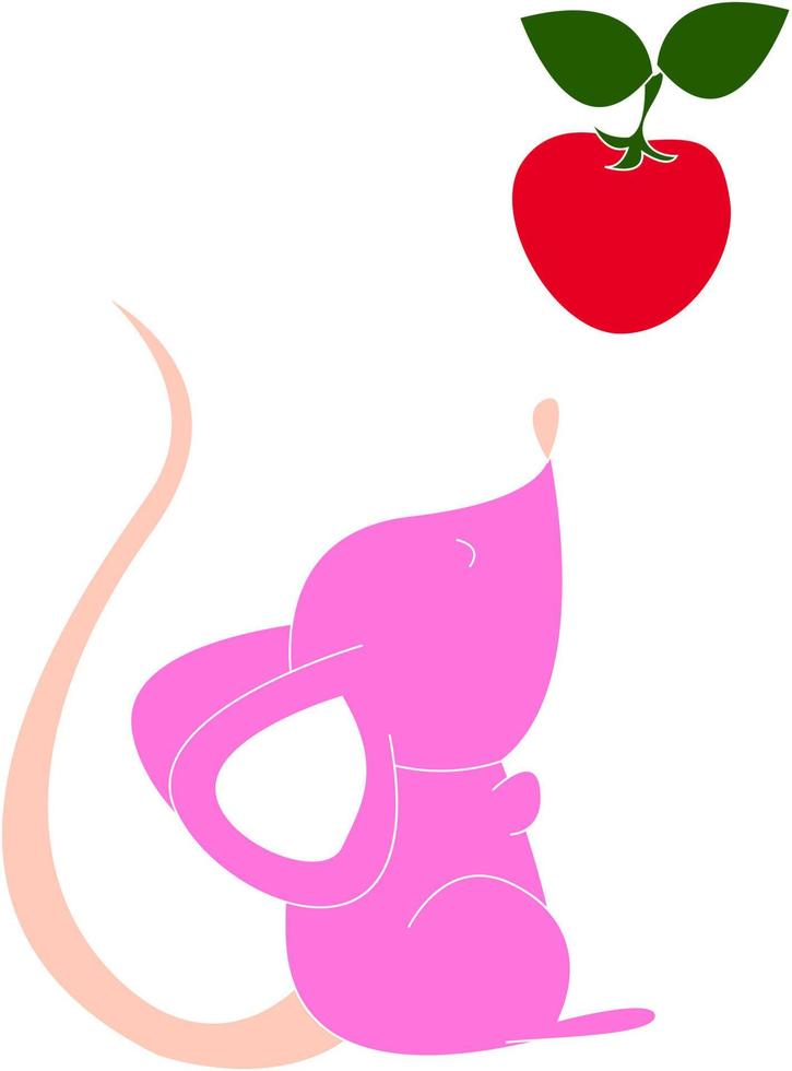 roze weinig muis, illustratie, vector Aan wit achtergrond