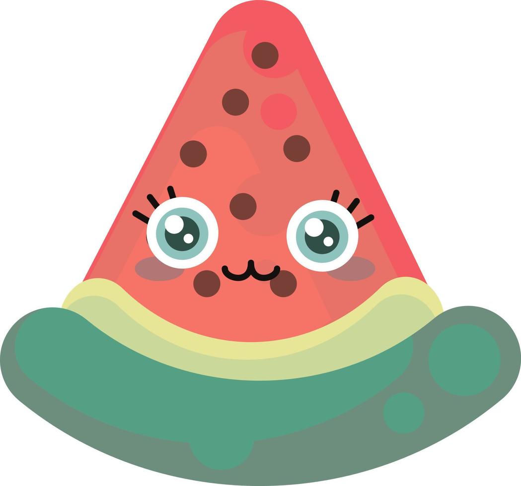 schattig watermeloen, illustratie, vector Aan wit achtergrond.