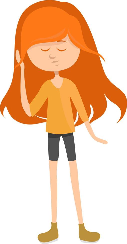 meisje met rood haar- , illustratie, vector Aan wit achtergrond