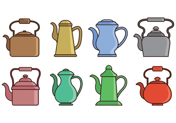 Set Van Theepot Pictogrammen vector