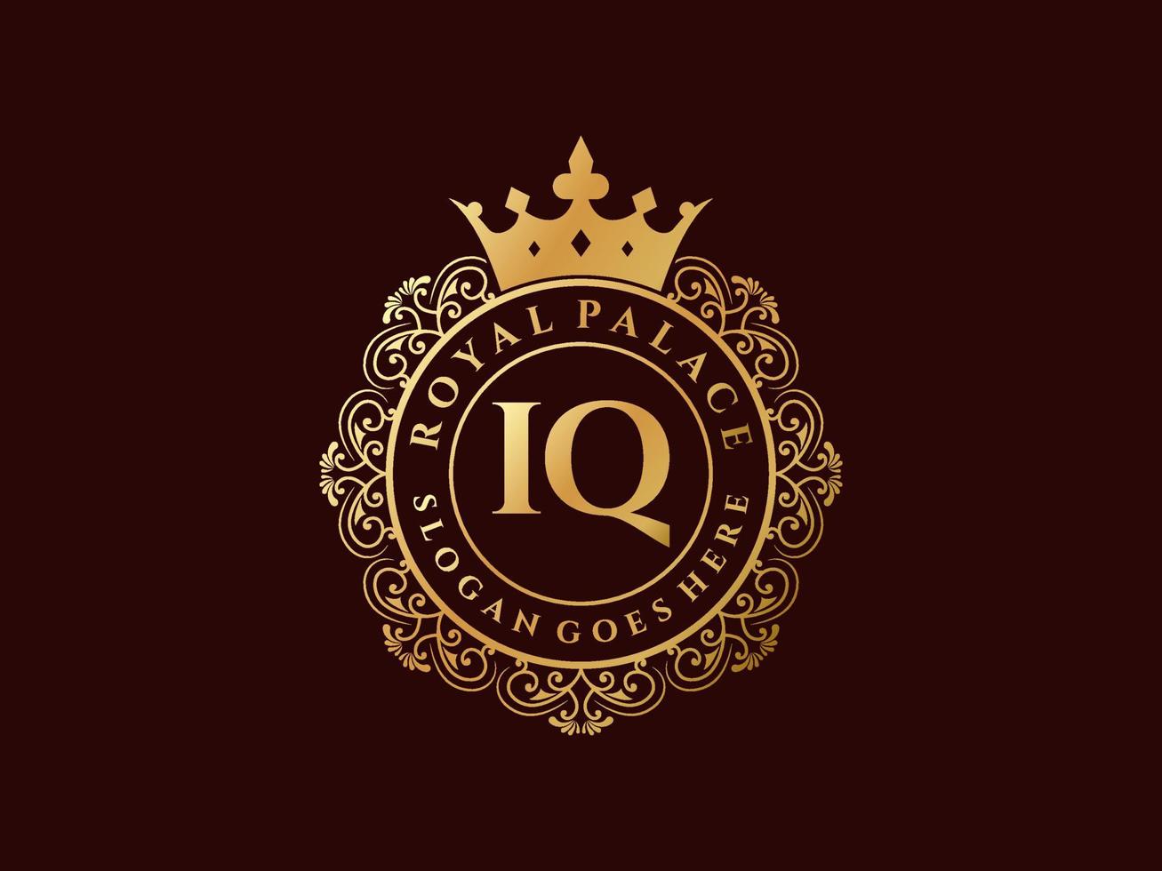 brief iq antiek Koninklijk luxe Victoriaans logo met sier- kader. vector