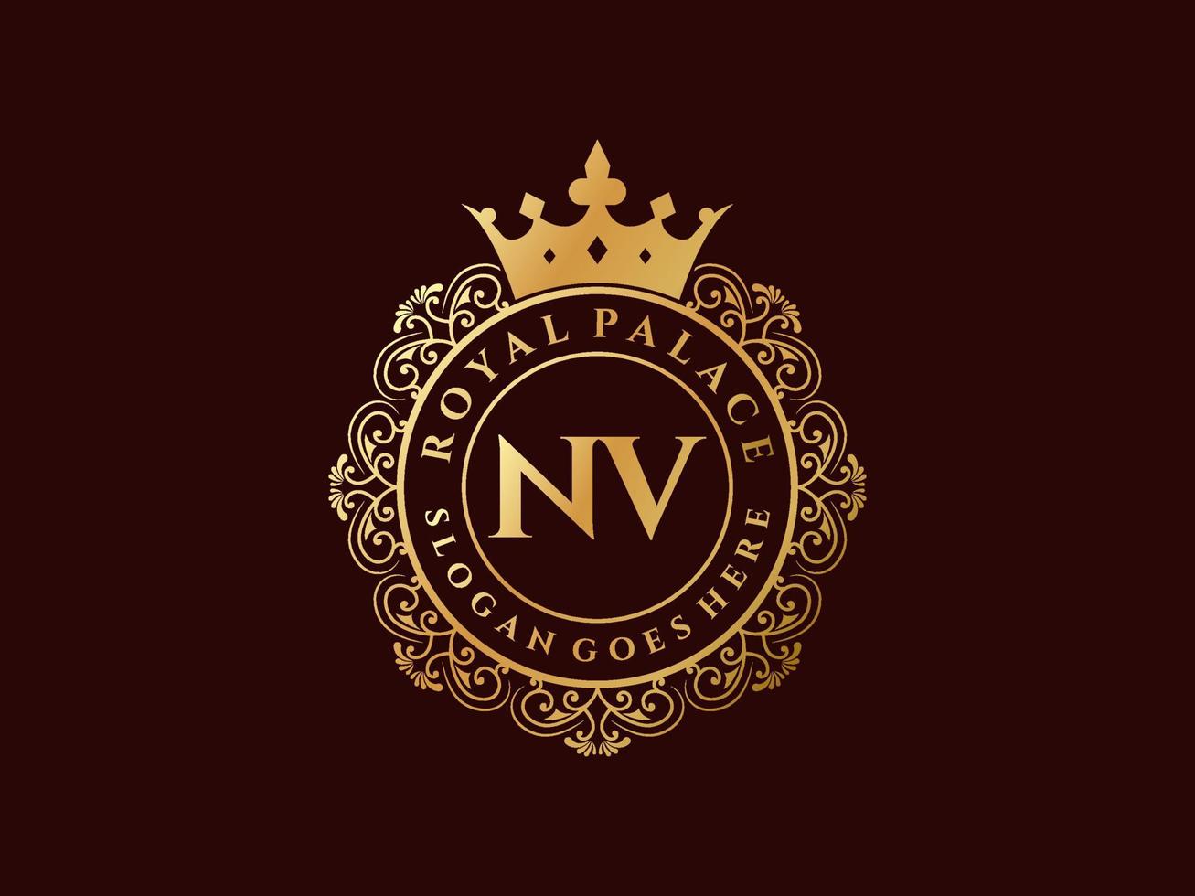 brief nv antiek Koninklijk luxe Victoriaans logo met sier- kader. vector