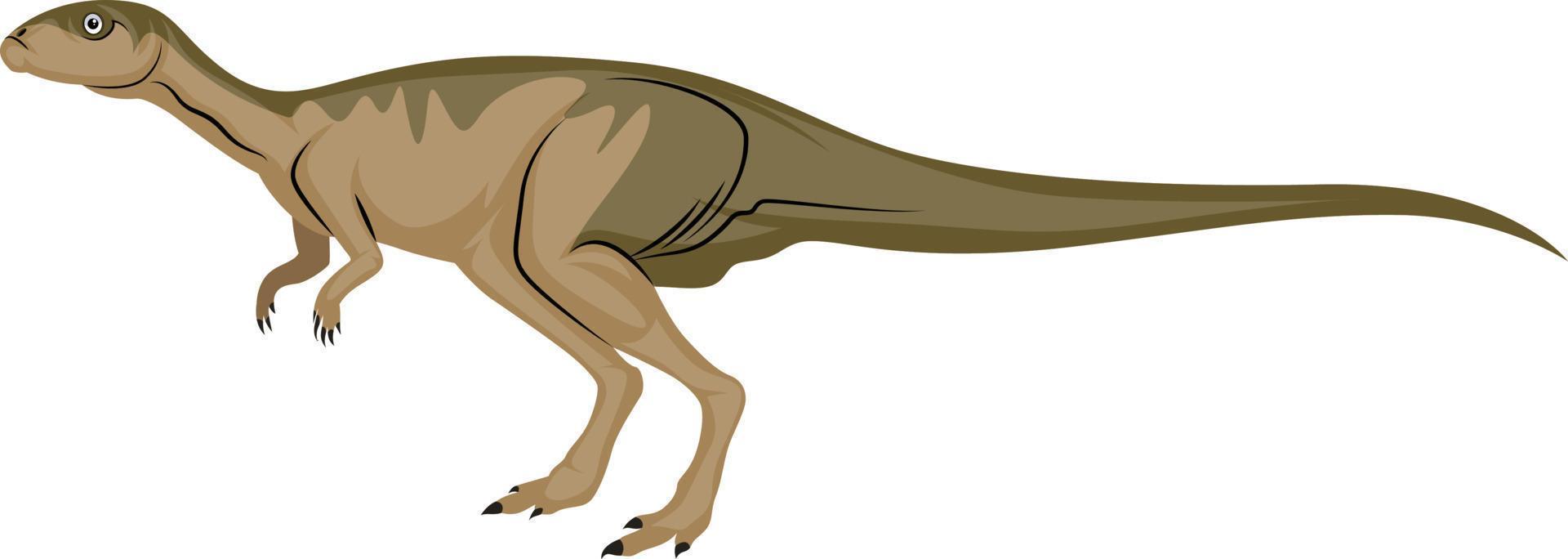 dinosour met lang staart, illustratie, vector Aan wit achtergrond.