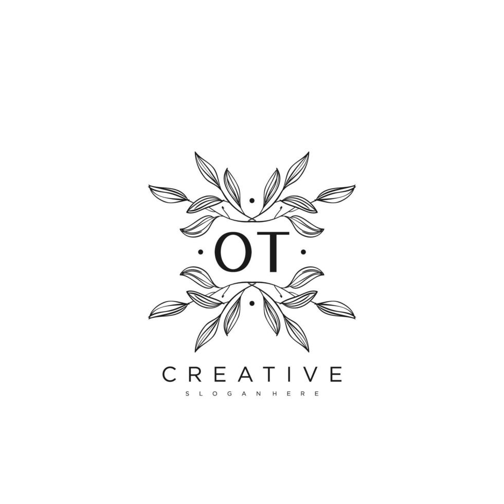 ot eerste brief bloem logo sjabloon vector premie vector kunst