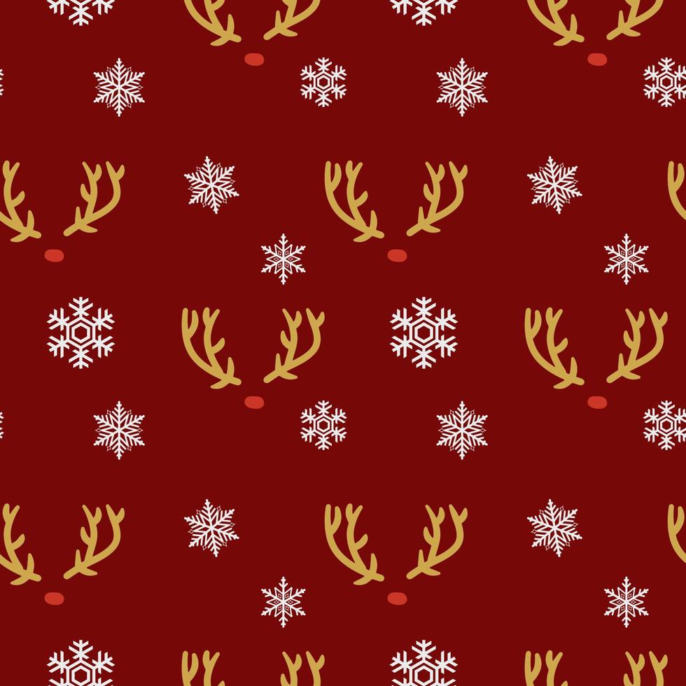 Kerstmis hert hoorns, naadloos patroon Aan Aan rood achtergrond. perfect voor achtergronden, omhulsel papier, vullen patronen, winter hartelijk groeten, web bladzijde achtergrond, Kerstmis en nieuw jaar kaarten. vector