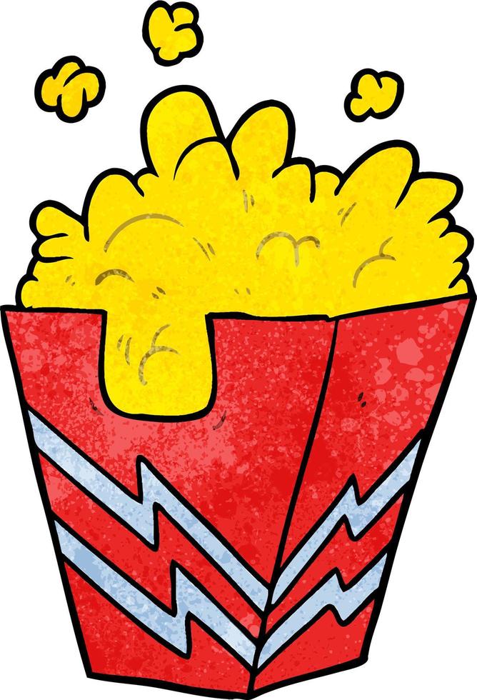 retro grunge structuur tekenfilm popcorn doos vector