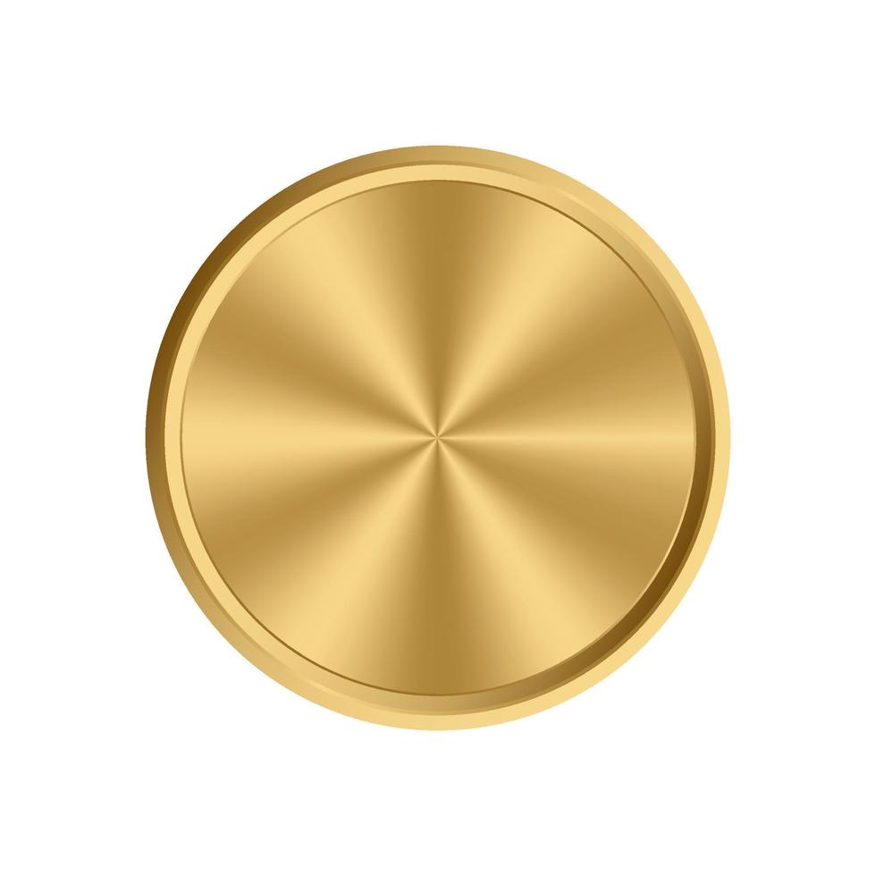 goud cirkel bord achtergrond. gouden metaal ronde medaille. knop metalen helder element. vector illustratie