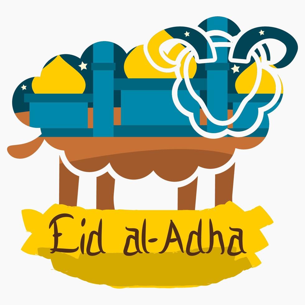 bewerkbare vector van geïsoleerd schapen silhouet vorm bevat moskee illustratie met borstel beroertes banier voor artwork elementen van eid al-adha of Islamitisch heilig festival ontwerp concept