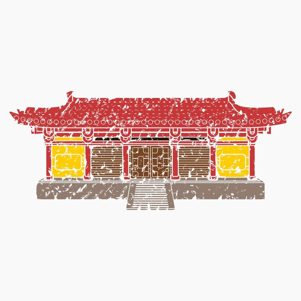 bewerkbare geïsoleerd breed traditioneel Chinese gebouw vector illustratie in borstel beroertes stijl voor artwork element van oosters geschiedenis en cultuur verwant ontwerp