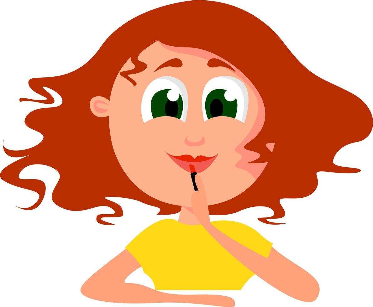 meisje met rood haar, illustratie, vector Aan wit achtergrond.