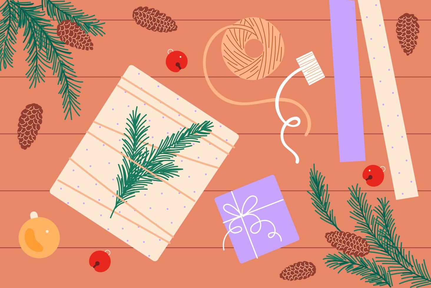 creëren een creatief geschenk met eigen handen voor Kerstmis vector