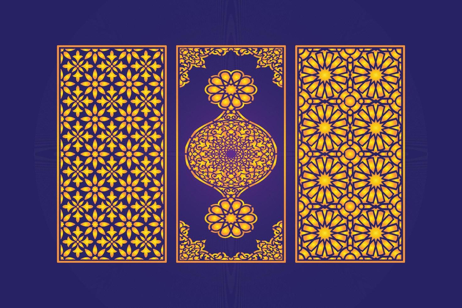 decoratief dood gaan besnoeiing bloemen Islamitisch abstract patroon laser besnoeiing panelen sjabloon goud vector