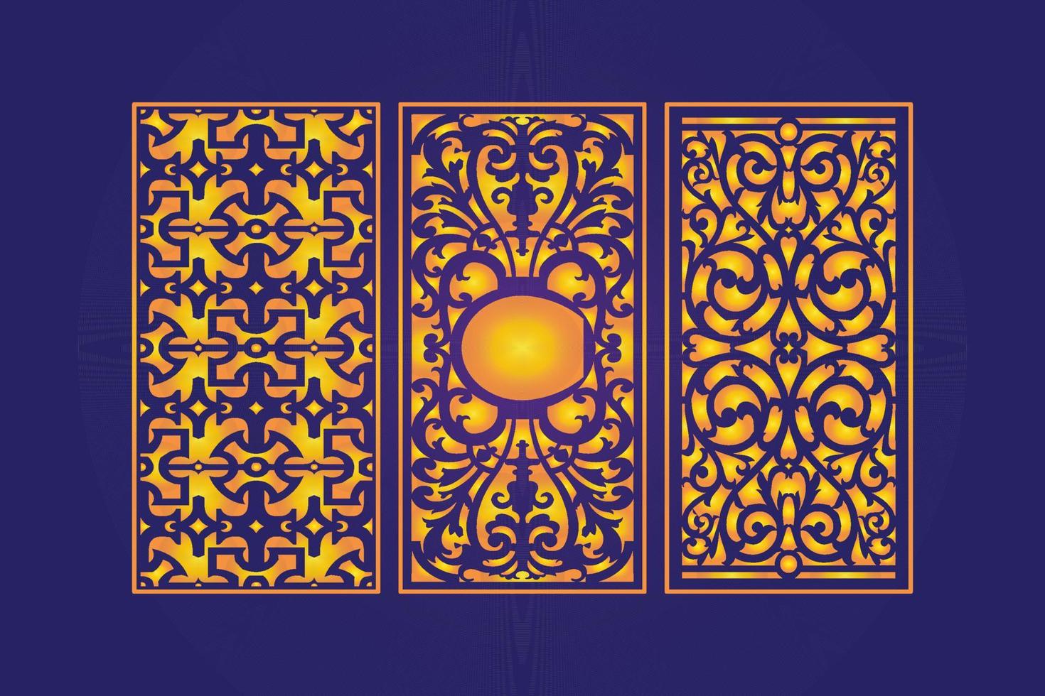 decoratief dood gaan besnoeiing bloemen Islamitisch abstract patroon laser besnoeiing panelen sjabloon goud vector