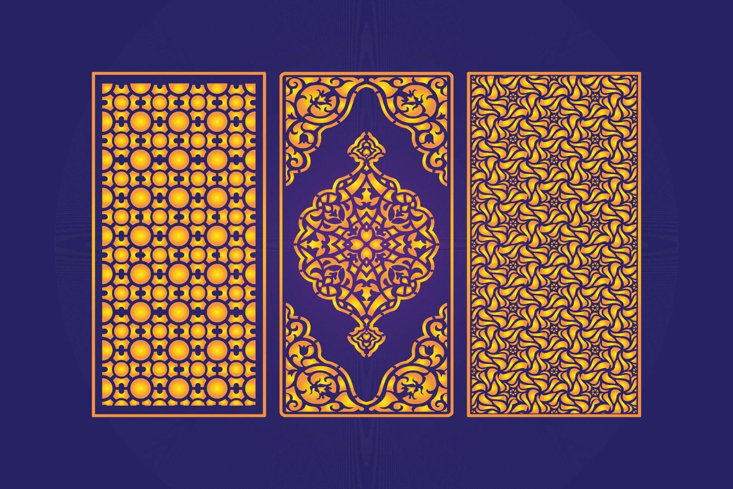 decoratief dood gaan besnoeiing bloemen Islamitisch abstract patroon laser besnoeiing panelen sjabloon goud vector