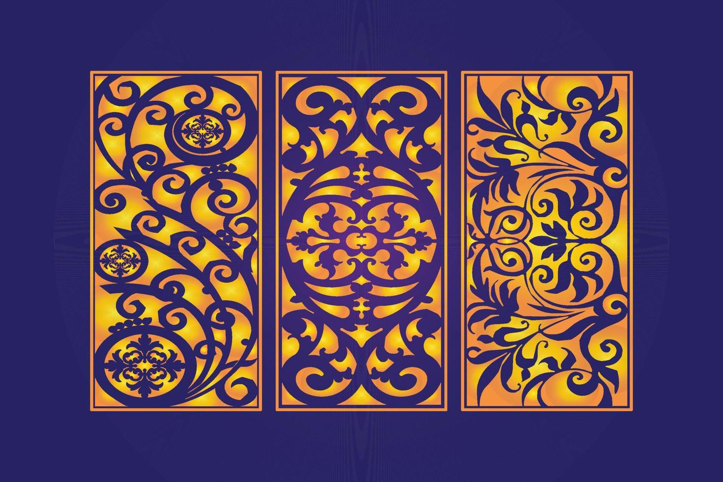 decoratief dood gaan besnoeiing bloemen Islamitisch abstract patroon laser besnoeiing panelen sjabloon goud vector