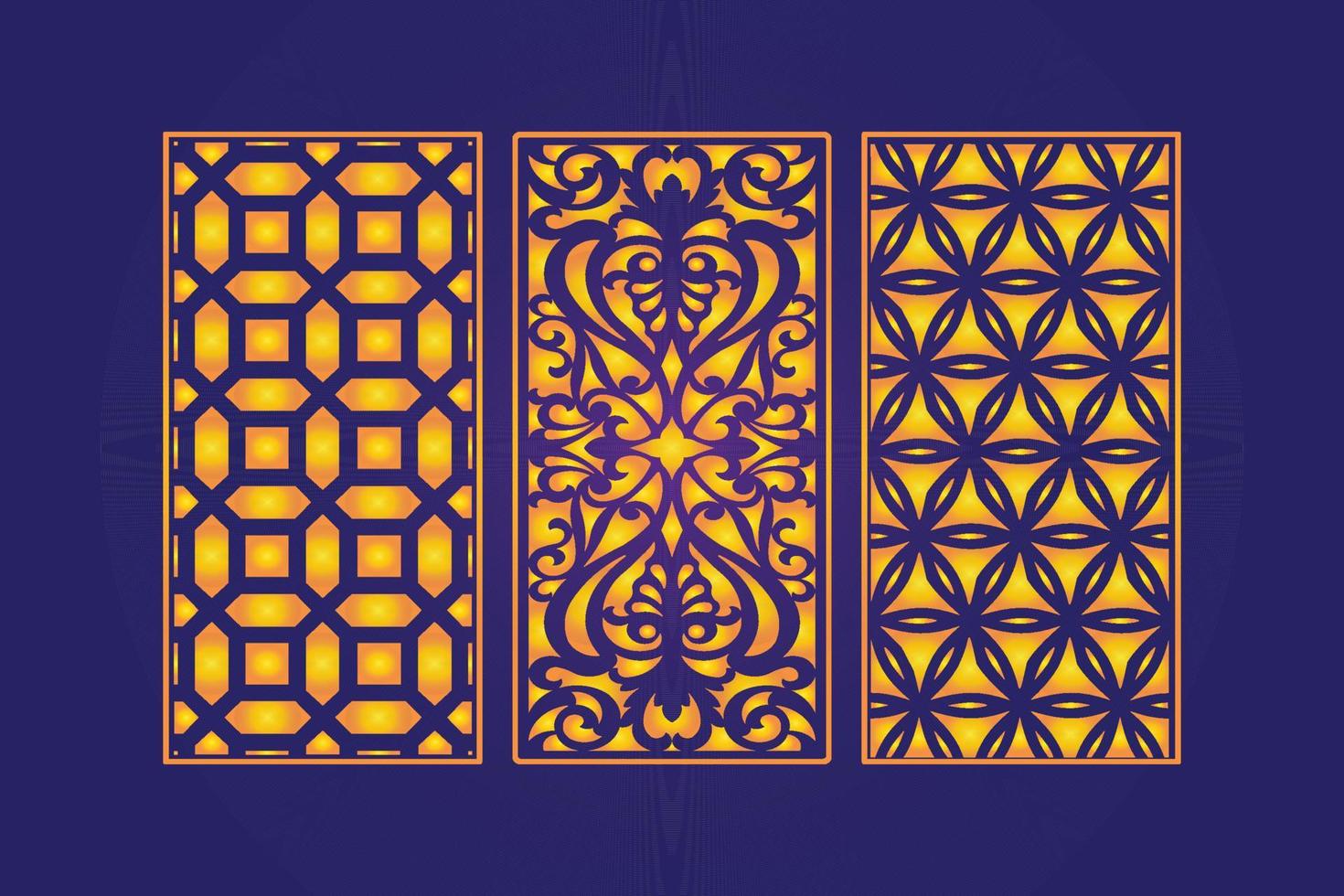 decoratief dood gaan besnoeiing bloemen Islamitisch abstract patroon laser besnoeiing panelen sjabloon goud vector