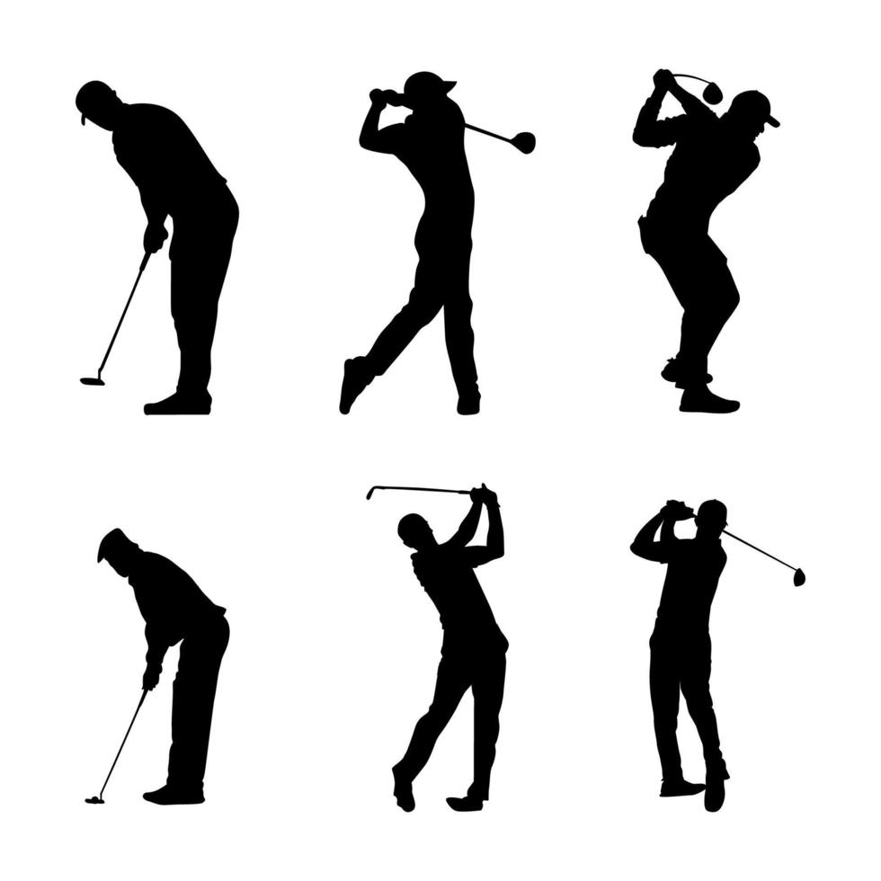silhouet van Mens spelen golf vector