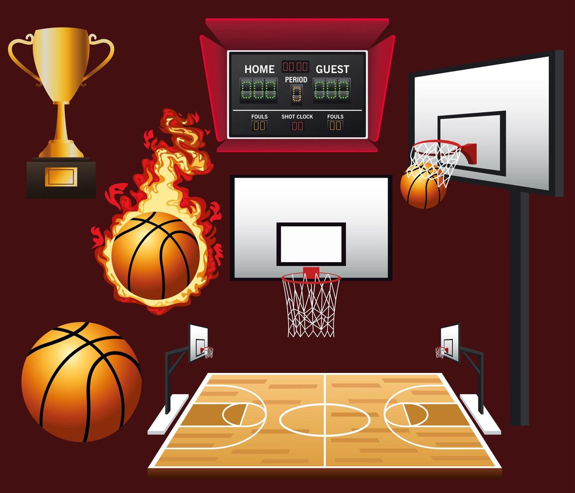 basketbal pictogramserie vector