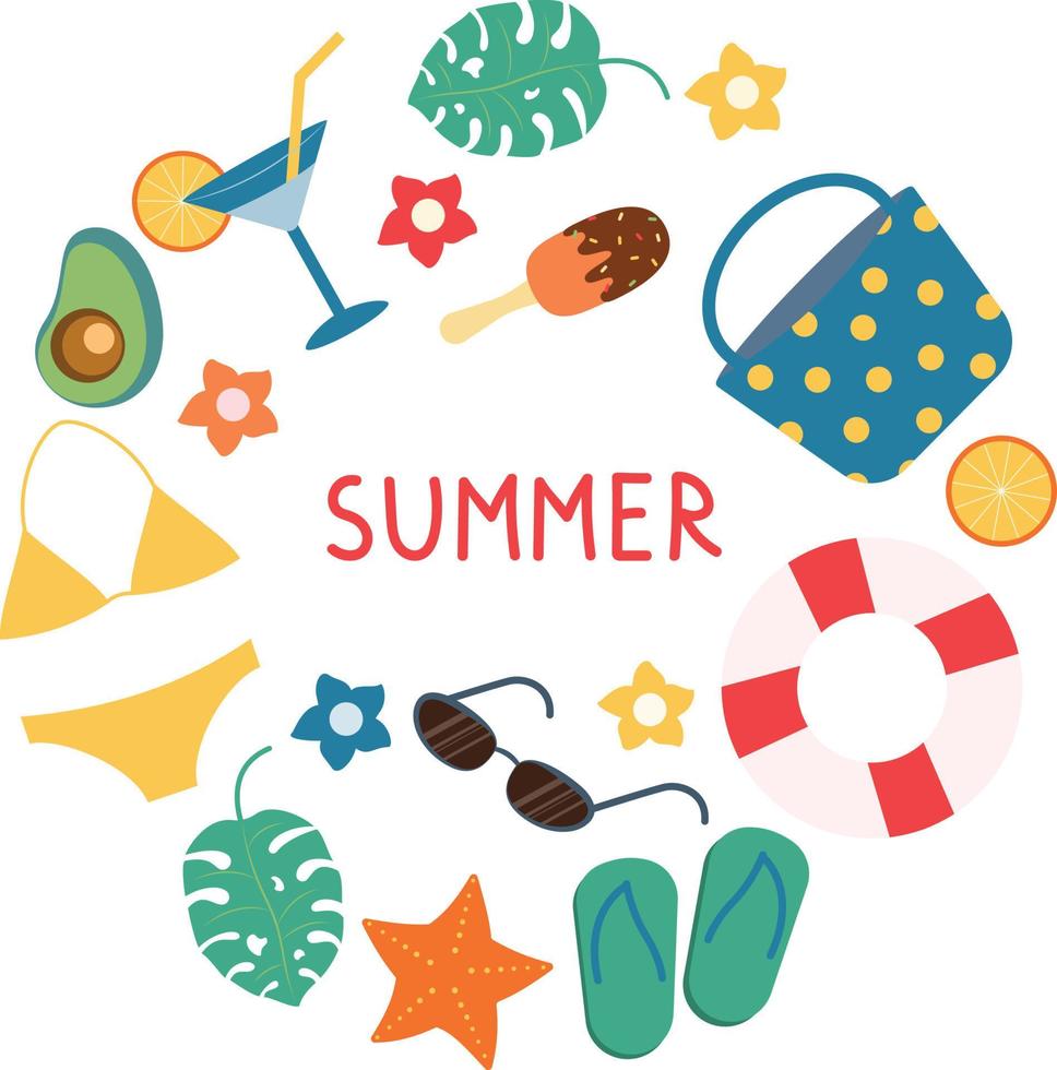 zomer vakantie accessoires reeks vector