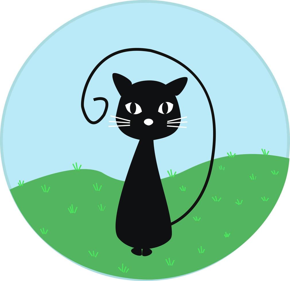 kat zwart, illustratie, vector Aan wit achtergrond.