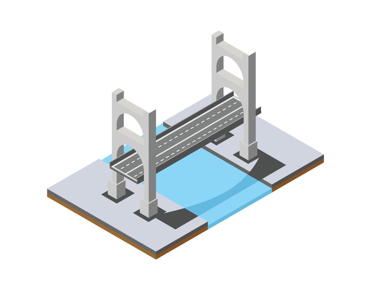 de brug skyway van stedelijk infrastructuur is isometrische voor spellen, toepassingen van inspiratie en creativiteit. geschikt voor diagrammen, infografieken, en andere grafisch middelen vector