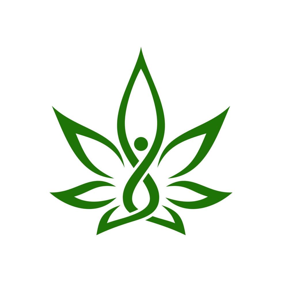 een logo illustratie van een mengen van gezond mensen en marihuana bladeren, meestal deze voor een cbd bedrijf vector