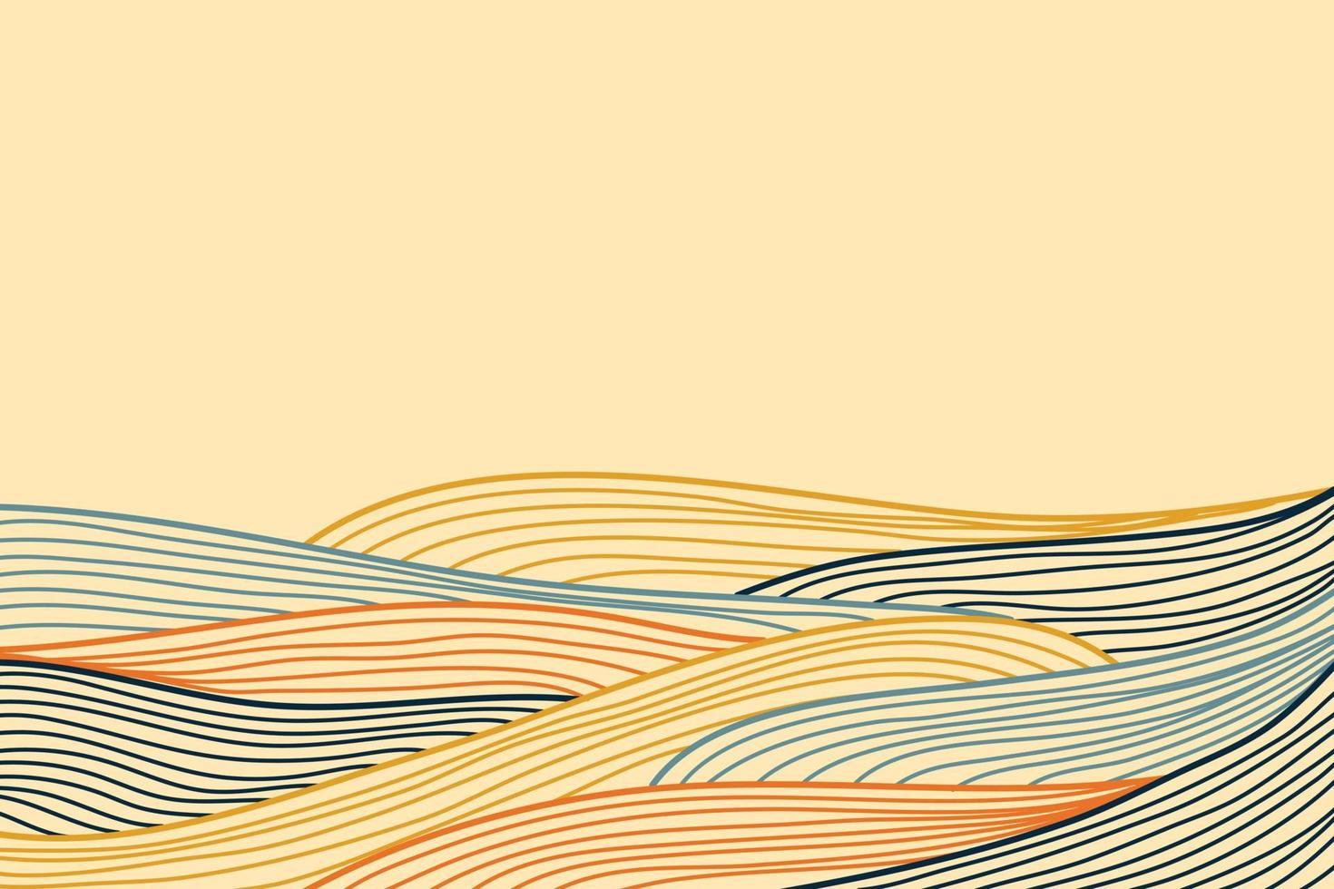 abstract achtergrond Japans ontwerp wijnoogst kleur lijn Golf kromme geel lucht vector