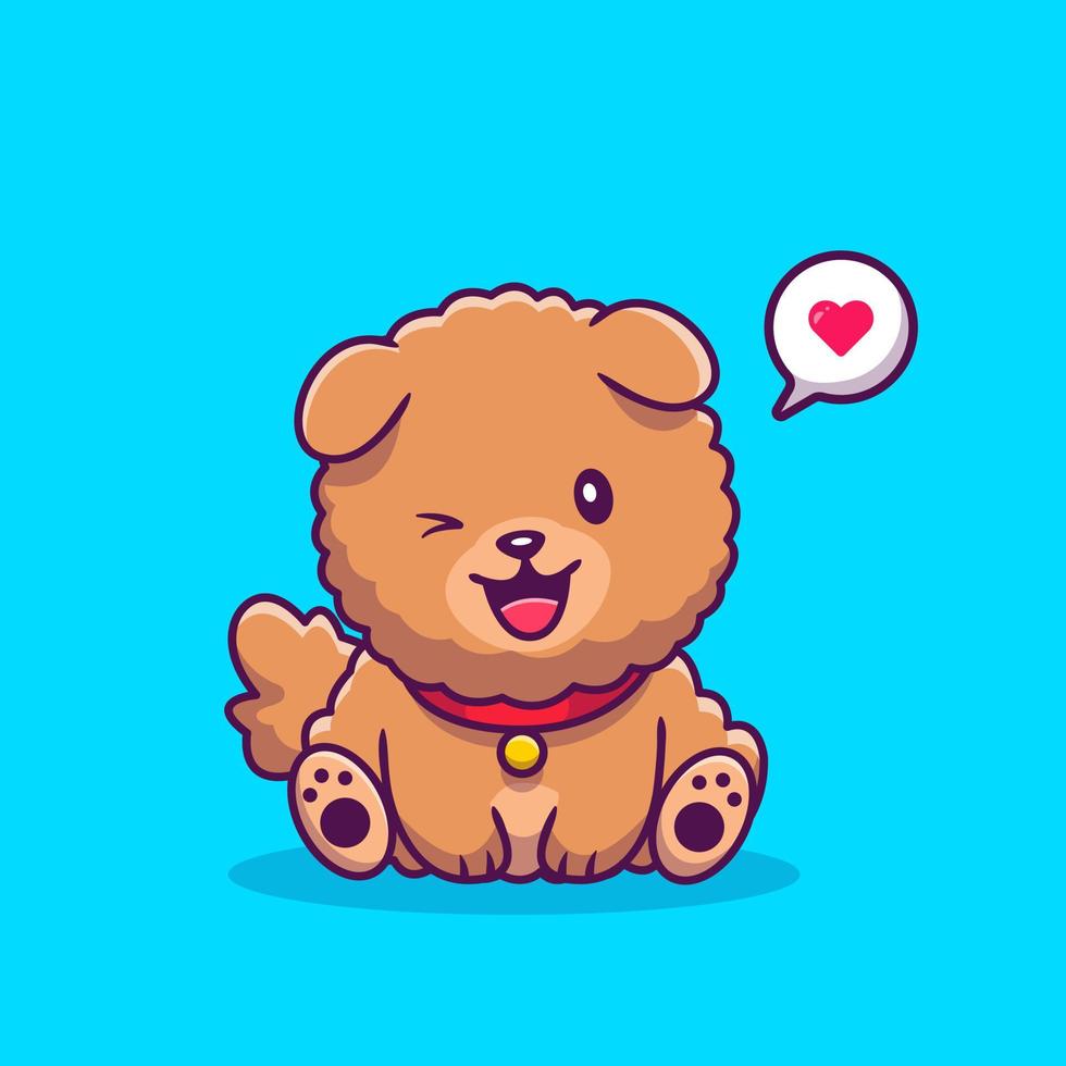 schattig chow chow hond zittend met liefde toespraak bubbel. tekenfilm vector icoon illustratie. dier liefde icoon concept geïsoleerd premie vector. vlak tekenfilm stijl