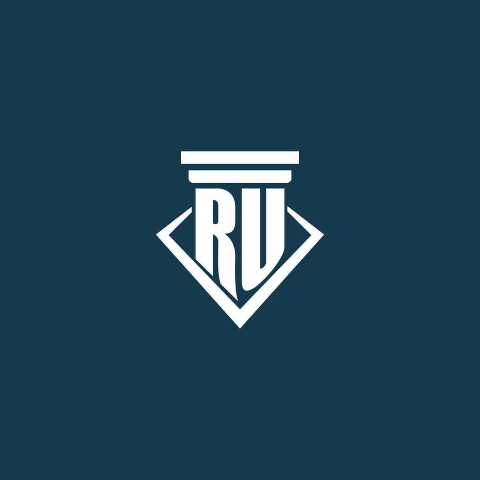 ru eerste monogram logo voor wet stevig, advocaat of pleiten voor met pijler icoon ontwerp vector