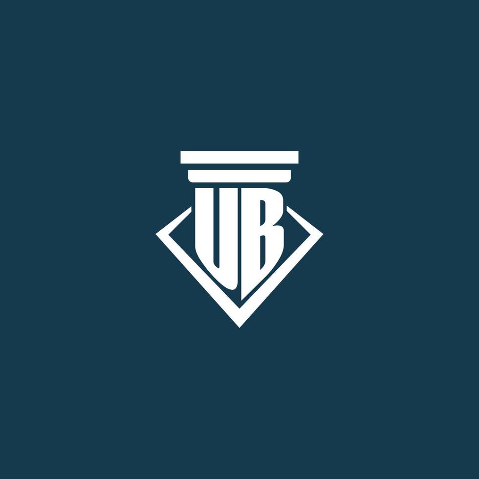 ub eerste monogram logo voor wet stevig, advocaat of pleiten voor met pijler icoon ontwerp vector