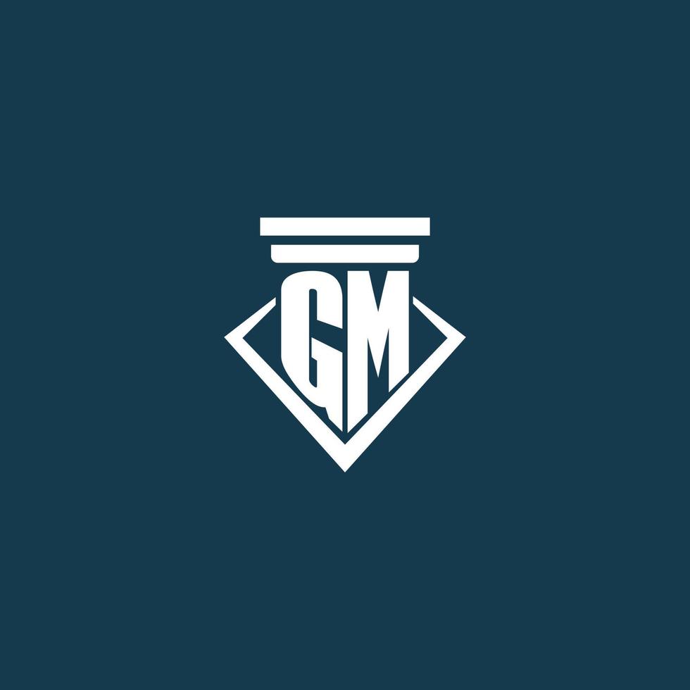 gm eerste monogram logo voor wet stevig, advocaat of pleiten voor met pijler icoon ontwerp vector
