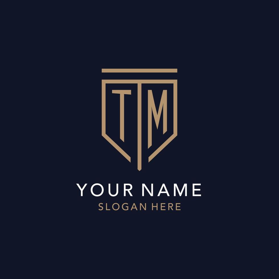 tm eerste logo monogram met gemakkelijk luxe schild icoon ontwerp vector