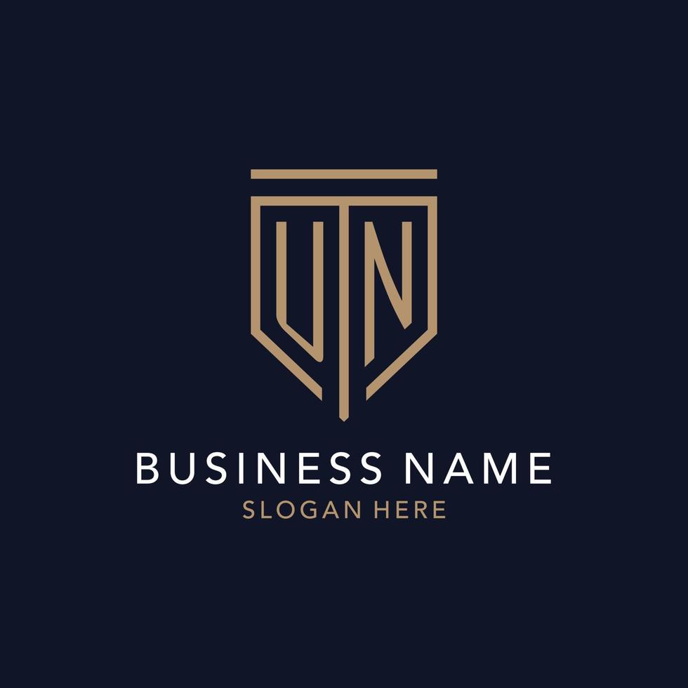 un eerste logo monogram met gemakkelijk luxe schild icoon ontwerp vector