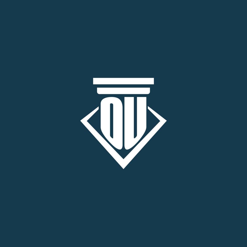 ou eerste monogram logo voor wet stevig, advocaat of pleiten voor met pijler icoon ontwerp vector