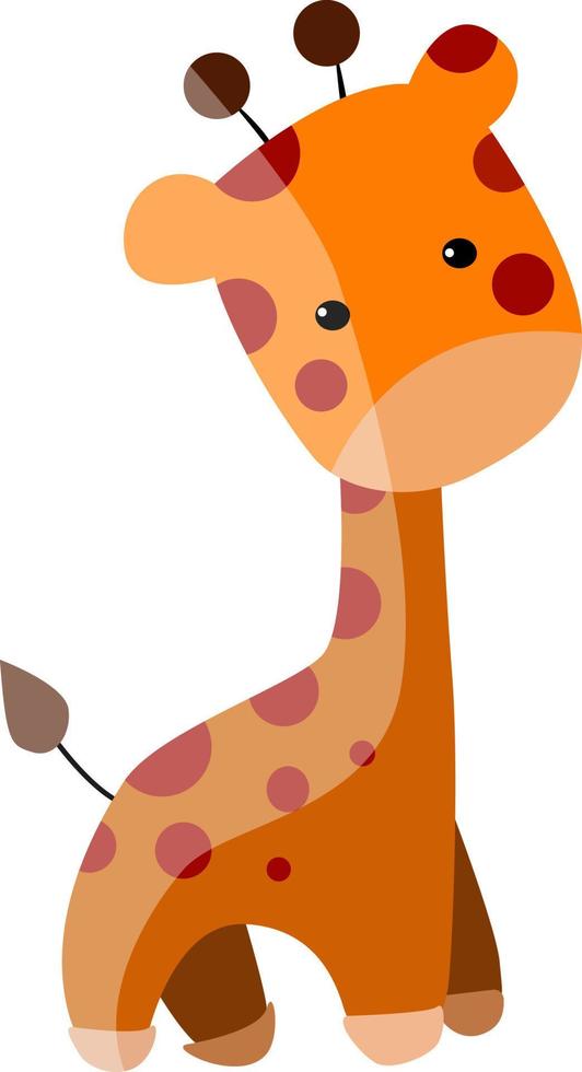 klein schattig giraffe, illustratie, vector Aan wit achtergrond.