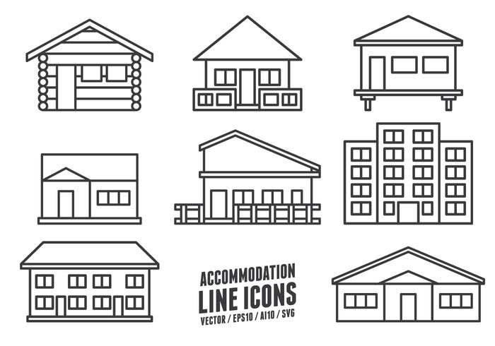 Accommodatie Line Icons vector