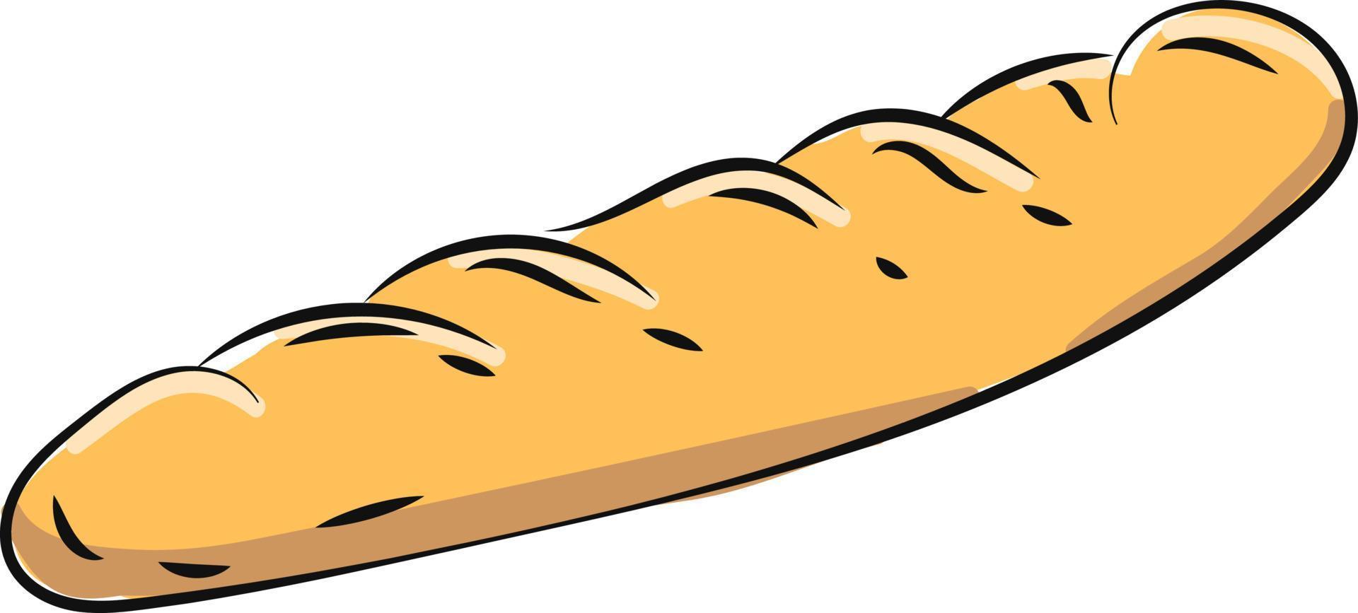 Frans brood brood, illustratie, vector Aan wit achtergrond.