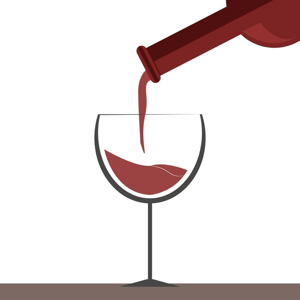 wijn glas, illustratie, vector Aan wit achtergrond.